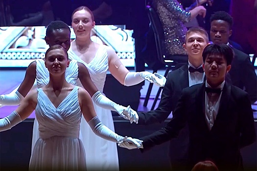 Young people from Russia and the world dance together at the Dubai Opera Ball